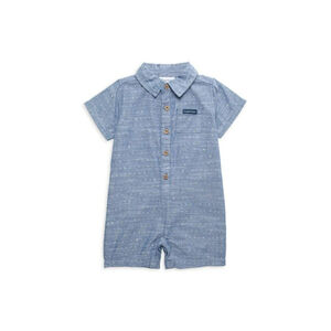 Calvin Klein Size 6-9 Months Baby Boys Blue Woven Romper One-Piece Outfit NWT